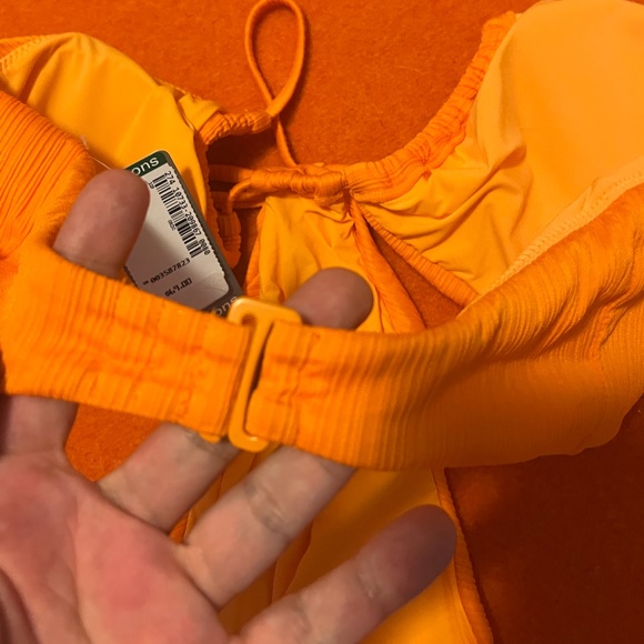 Orange tangerine raised ribbed cutout one-piece swimsuit NWT - Picture 11 of 12